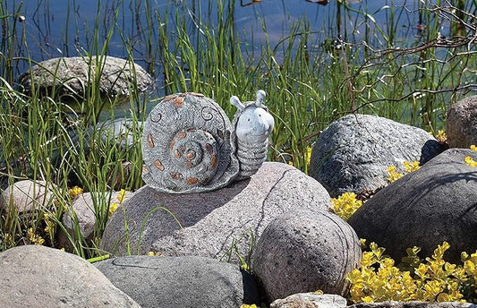 Roman Garden - Pebble Snail Statue, 5.75H, Pudgy Pals Collection, Resin and Stone, Decorative, Garden Gift, Home Outdoor Decor, Durable, Long Lasting