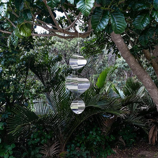 Wind Spinner Metal Garden Spinners Outdoor Garden Art for Backyard Outdoor Hanging Decor and Spinners for Yard and Garden Ornaments 3D Shape (Silver Helix)