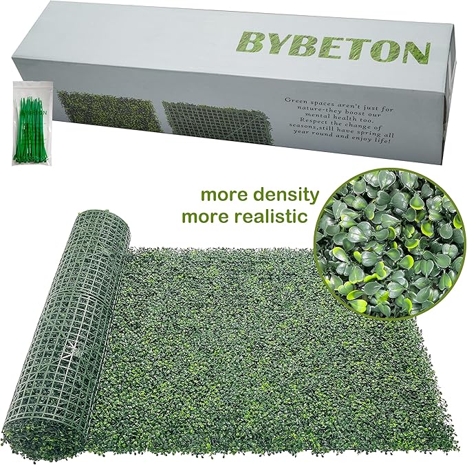 Artificial Ivy Privacy Fence Screen Roll, 48"x120" (40 Sq Ft) UV-Resistant Grass Wall Panels, Faux Boxwood Hedge Outdoor Wall, Fake Greenery Backdrop Decor for Patio, Balcony, Garden & Backyard