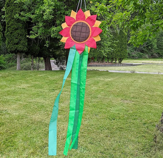 Madrona Brands Red Flower Windsock | Durable Outdoor Hanging Decoration | Yard, Garden, Patio, Home and More | 42-Inch