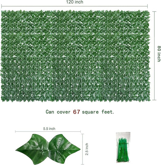 Bybeton 80"x120" Artificial Ivy Privacy Fence Screen - Fade-Resistant Faux Greenery Hedge Panels for Outdoor, Deck, Patio, Balcony & Chain Link Fence Cover