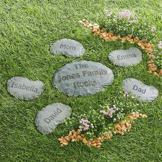 Let's Make Memories Personalized Rockin' Family Garden Stones - Garden Décor - Small - Customize Names