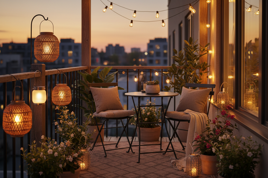 Solar Lanterns vs String Lights: Best Rental Balcony Lighting for Cozy Outdoor Living