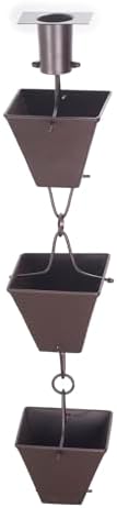 Nutshell Stores Extra Large Square Cups Rain Chain - Bronze - 18 Feet