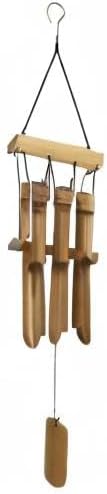Bamboo Wind Chime Outdoor, 6 Small Bamboo Bell Tubes for Outdoor or Indoor Home Décor, Handmade Natural Soothing Sound 23 inches