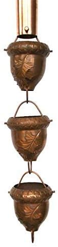 Autumn Oak Copper Rain Chain with Installation Kit - 9 Foot