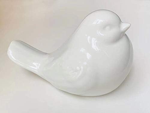 New White Bird Figurine, Ceramic Chubby Bird Figure Cottage Animal Bird Statue Decorations for Home Garden Decor Accents