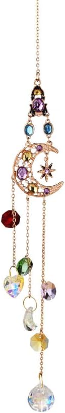 Moon Prism Crystal Suncatcher for Car Rear Mirror- Hanging Decoration for Indoor Window Outdoor Patio Chandelier Garden - Rainbow Maker Hanging Ornament