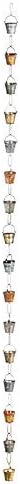 Evergreen Iron Buckets 8 foot Metal Rain Chain - Gutter Downspout Diverter, Decorative Garden Rain Catcher, Outside, Garden, Patio, and Deck