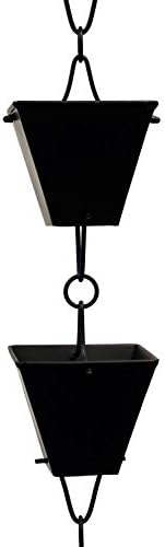 Nutshell Stores Extra Large Square Cups Rain Chain - Black - 11 Feet