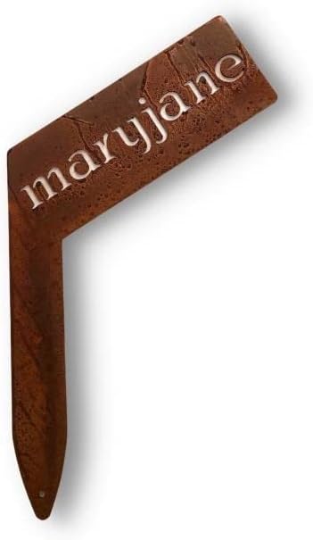 Planter Size Small Metal Garden Plant Vegetable Flower or Herb Markers 13.5 Inches Tall (maryjane, Naturally Rusted)