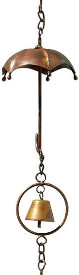 Ancient Graffiti Umbrella & Bell Rain Chains, Copper Colored, Pack of 2