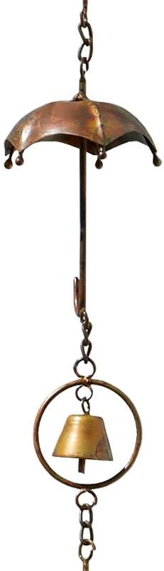 Ancient Graffiti Umbrella & Bell Rain Chains, Copper Colored, Pack of 2