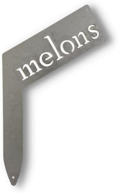 Planter Size Small Metal Garden Plant Vegetable Flower or Herb Markers 13.5 Inches Tall (melons, Raw, Unfinished Steel)