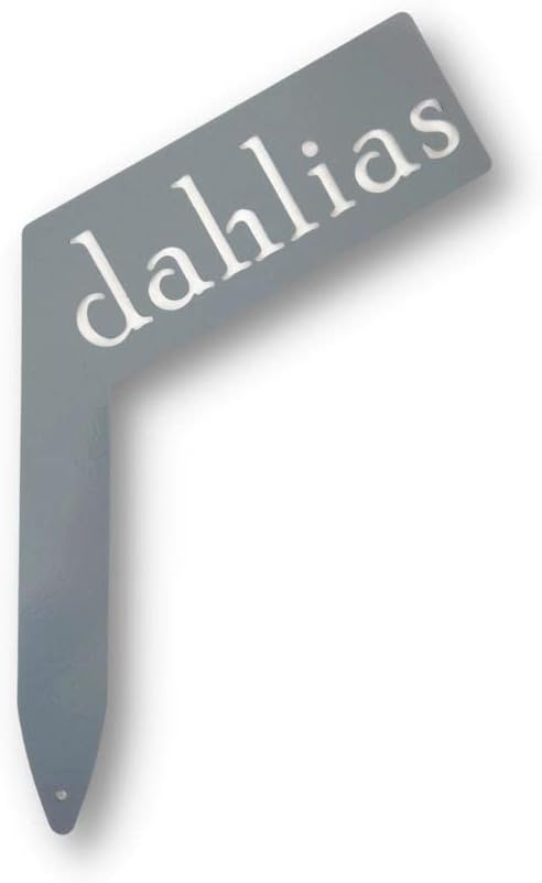 Planter Size Small Metal Garden Plant Vegetable Flower or Herb Markers 13.5 Inches Tall (dahlias, Primed Finish)