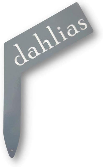 Planter Size Small Metal Garden Plant Vegetable Flower or Herb Markers 13.5 Inches Tall (dahlias, Primed Finish)
