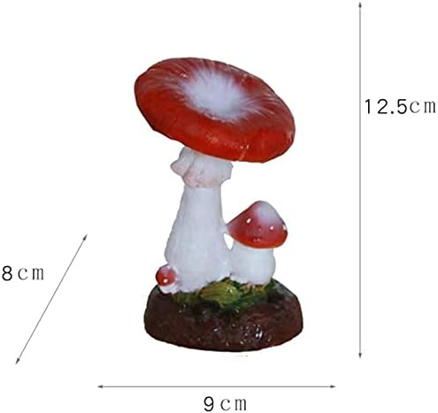 Garden Statue Animal Sculpture Outdoor Decor Gift Resin Mushroom Garden Statues, Outdoor Decor Figurines Patio Yard Lawn Ornaments Fairy Garden Collectibles Front Porch Sculptures(Red,9x8x12.5cm)