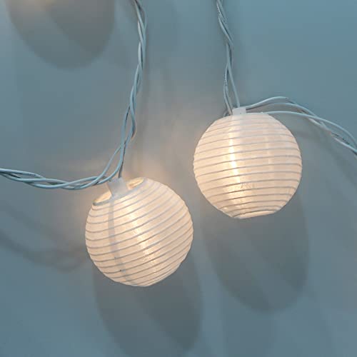 Abeja White Nylon Lantern String Lights - 8.5Ft, 10 Lights