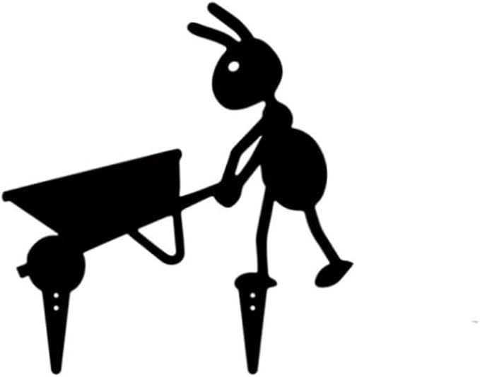 Metal Cute Alien Garden Metal Stakes,Hollow Garden Animal Ant Garden Stake Accessories and Lawn Ornaments Gardening Stakes for Decoration (Ant B)