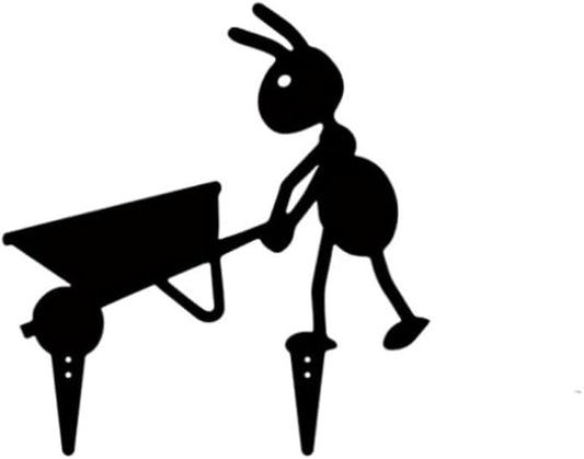 Metal Cute Alien Garden Metal Stakes,Hollow Garden Animal Ant Garden Stake Accessories and Lawn Ornaments Gardening Stakes for Decoration (Ant B)