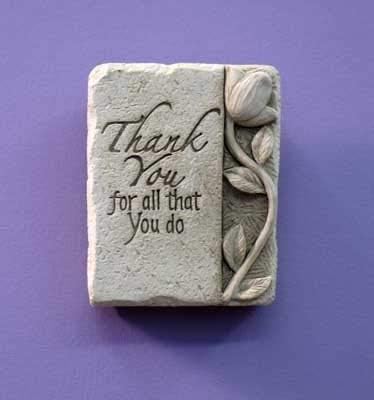 Carruth Studio, Thank You Mini Wall Plaque Garden Statue Figurine, Original Sculpture Handcrafted in Stone, Artisan Made