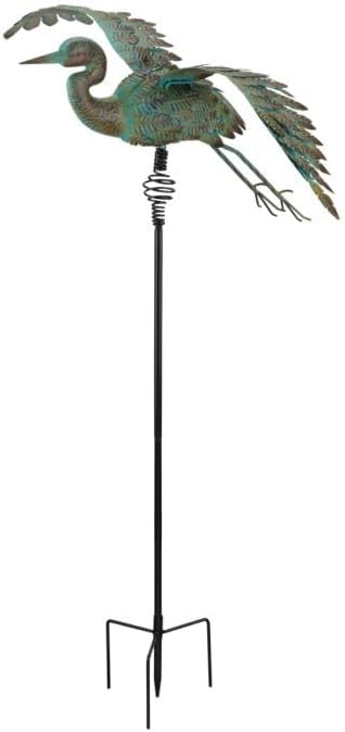 Regal Art & Gift Bird Bouncie Metal Garden Stake - Decorative Playful Outdoor Metal Sculpture for Lawn, Patio & Garden Décor - Crane