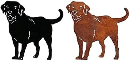 CXWLD Metal Dog Stake Statue Garden Lawn Black Labrador Silhouette Decoration Animal Sculpture Outdoor Decor Yard Sign for Yard Patio Backyard Pathway Sidewalk, 38x37CM (BLAC1)