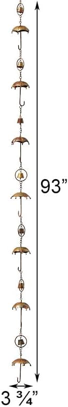 Ancient Graffiti Umbrella & Bell Rain Chains, Copper Colored, Pack of 2