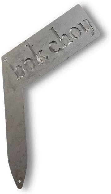 Planter Size Small Metal Garden Plant Vegetable Flower or Herb Markers 13.5 Inches Tall (bok choy, Raw, Unfinished Steel)