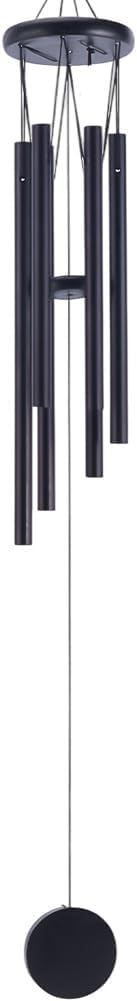 arricraft 1 Pc Chinese Traditional Aluminum Tube Wind Chimes, 29 Inches Black Outdoor Vintage Aluminum Soothing Wind Catcher for Garden Patio Balcony Hanging Decoration Accessories