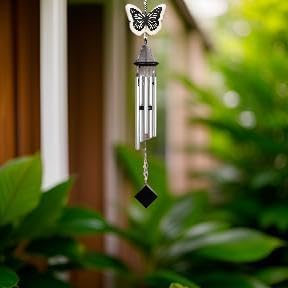 Carson 36"" Butterfly Two-Toned Wind Chime - Black and White Chime - Butterfly