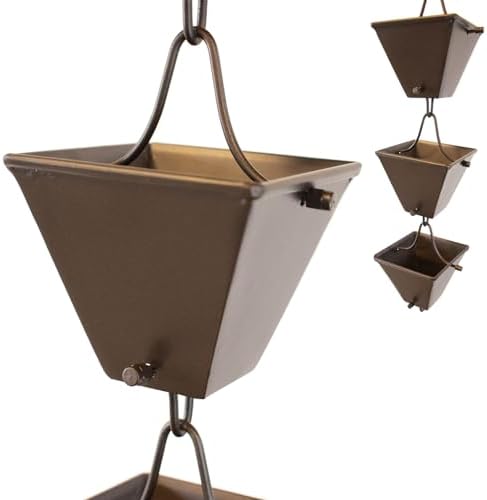 Nutshell Stores Medium Square Cups Rain Chain - Bronze - 20 Feet