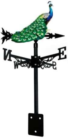 Colorful Rooster Weather Vane Spinner Wind Direction Farm Scene Stake Metal Outdoor Peacock Weathervane Ornament for Garden Yard Decoration (Peacock D)