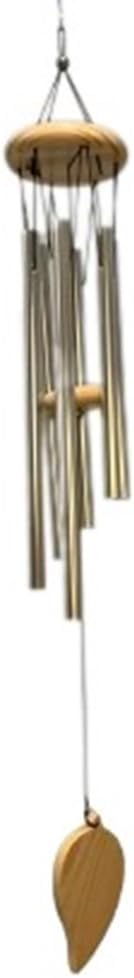 Metal Wind Chimes Silver Windchime 6 Rods Tubes Leaf String with Hook Weather Resistant Material Outside Feng Shui Garden Ornament Patio Yard Balcony Entrance Decoration