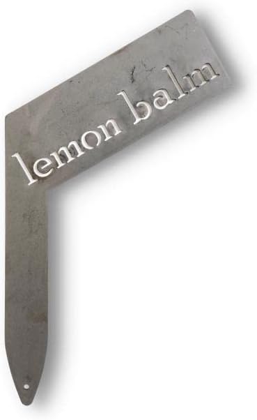Planter Size Small Metal Garden Plant Vegetable Flower or Herb Markers 13.5 Inches Tall (lemon balm, Raw, Unfinished Steel)
