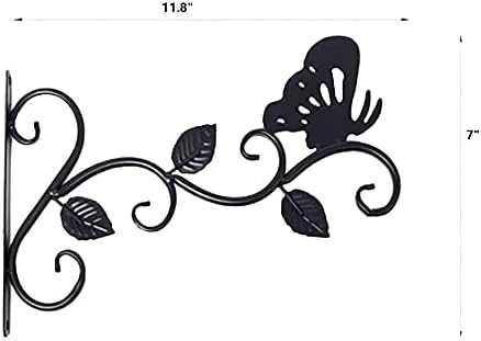 2Pack Hanging Plants Bracket Outdoor,12 Inch Plant Hooks for Hanging Baskets Wall-Mounted Gardening Bracket Hook for Bird Feeders,Flower Baskets,Lantern,(Butterfly)