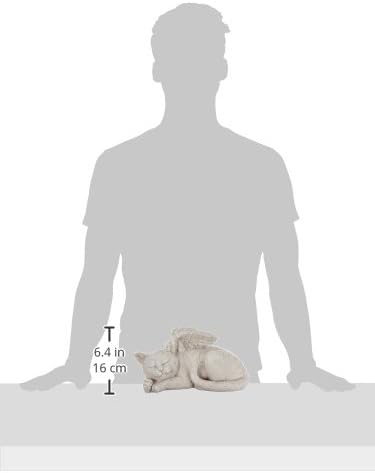 Design Toscano QL6080 Cat Angel Pet Memorial Grave Marker Tribute Statue, 10 Inches Wide, 5 Inches Deep, 5 Inches High, Antique Stone Finish