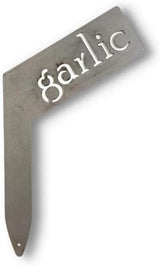Planter Size Small Metal Garden Plant Vegetable Flower or Herb Markers 13.5 Inches Tall (garlic, Raw, Unfinished Steel)