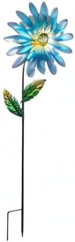 43 Inches Decorative Garden Stakes, Hand-Painted Multicolor Outdoor Metal Flower Garden Decorations, 3D Sunflower Metal Yard Art, Outdoor Lawn Pathway Patio Ornaments
