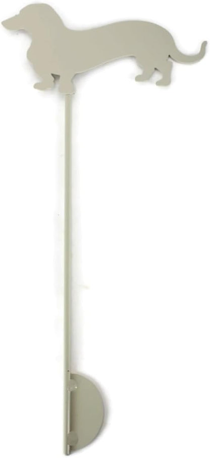 Pets and Farm Animals Metal Garden Landscape Stake (9.25" Wide Wiener Dog on Stake, Cream)