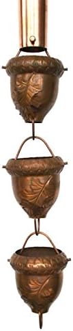 Autumn Oak Copper Rain Chain with Installation Kit - 12 Foot