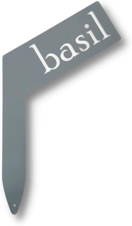 Planter Size Small Metal Garden Plant Vegetable Flower or Herb Markers 13.5 Inches Tall (basil, Primed Finish)