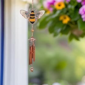 Carson Mini Bumblebee Wireworks Fun Chime - Outdoor Garden Yellow Bee Windchime