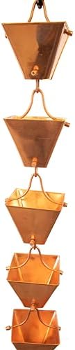 Nutshell Stores Medium Square Cups Rain Chain - Copper - 17 Feet