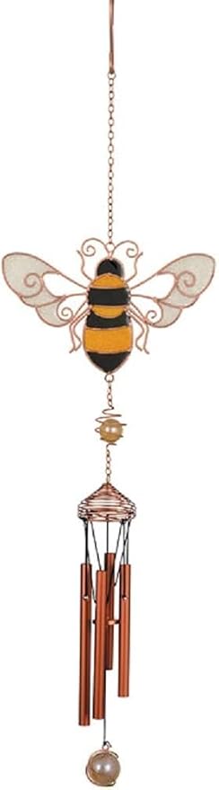 Carson Mini Bumblebee Wireworks Fun Chime - Outdoor Garden Yellow Bee Windchime