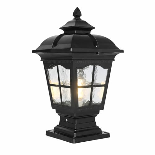 Outdoor Post Light - 17.72" Hardwired E26 Pier Mount Lantern