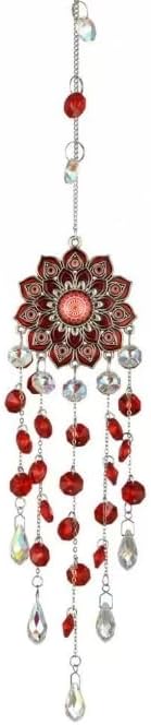 Crystal SunCatcher for Window, Sun Catchers with Crystals, Hanging Crystals Rainbow Maker, Wind Chime, Hanging Crystal for Decoration (Red)