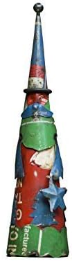 DeKulture Festive Recycled Iron Santa Claus Statue | Christmas Decoration | Yard Art, Fence Topper (3H x 12L Inches)