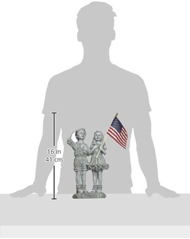 Design Toscano QM7512030 Patriotic Flag Children Statue,Antique Stone