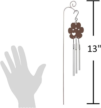 The Bridge Collection Paw Print Wind Chime with Garden Stand - Pet Memorial Wind Bell with Heart Cutout Design - Decorative Animal Remembrance Garden Accent